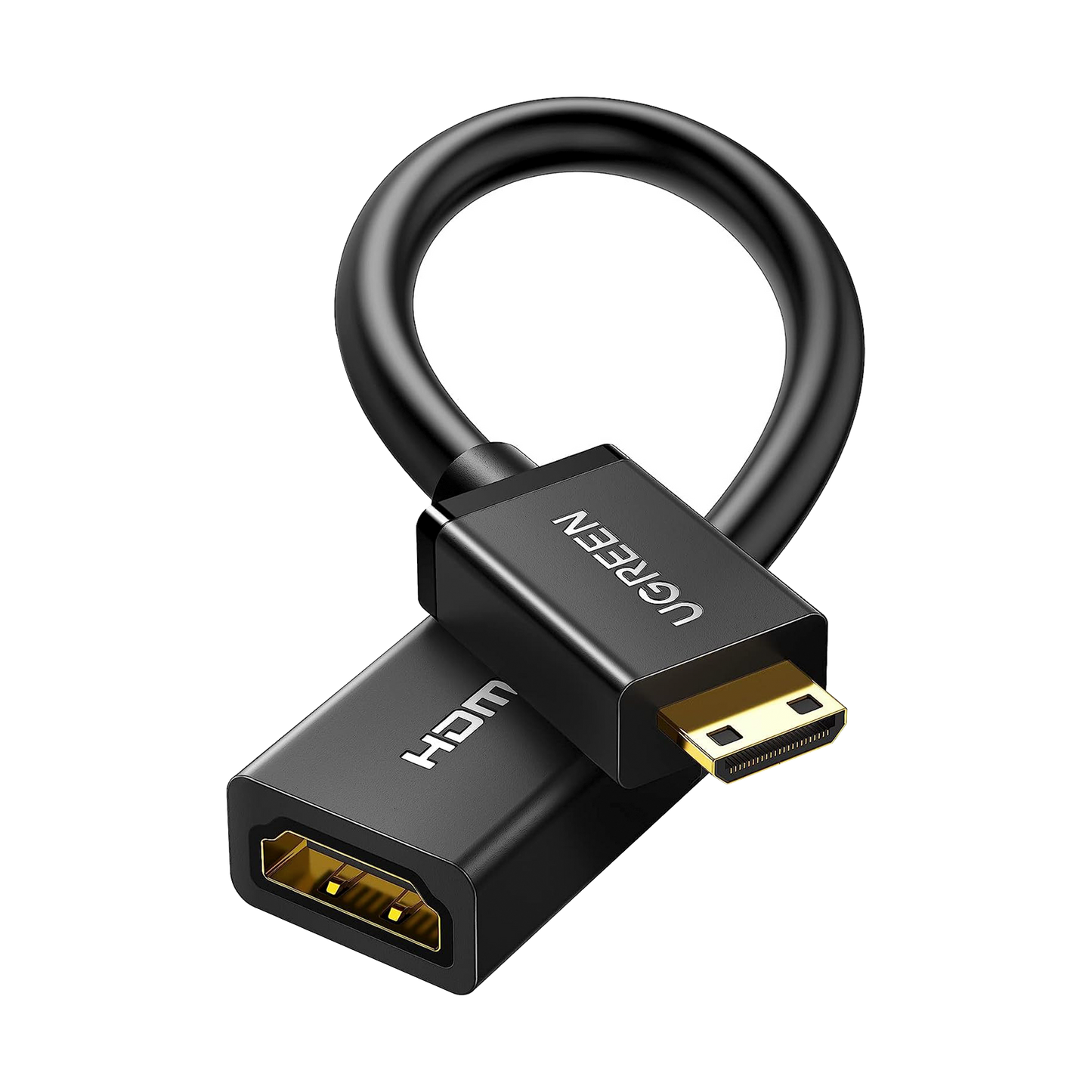 Adaptador Mini HDMI a HDMI (HDMI Tipo C) / 18Gbps / 4K@60Hz / HDR / Tecnología 3D / ARC / Carcasa PC+ABS / HDCP/ Longitud de 22 cm