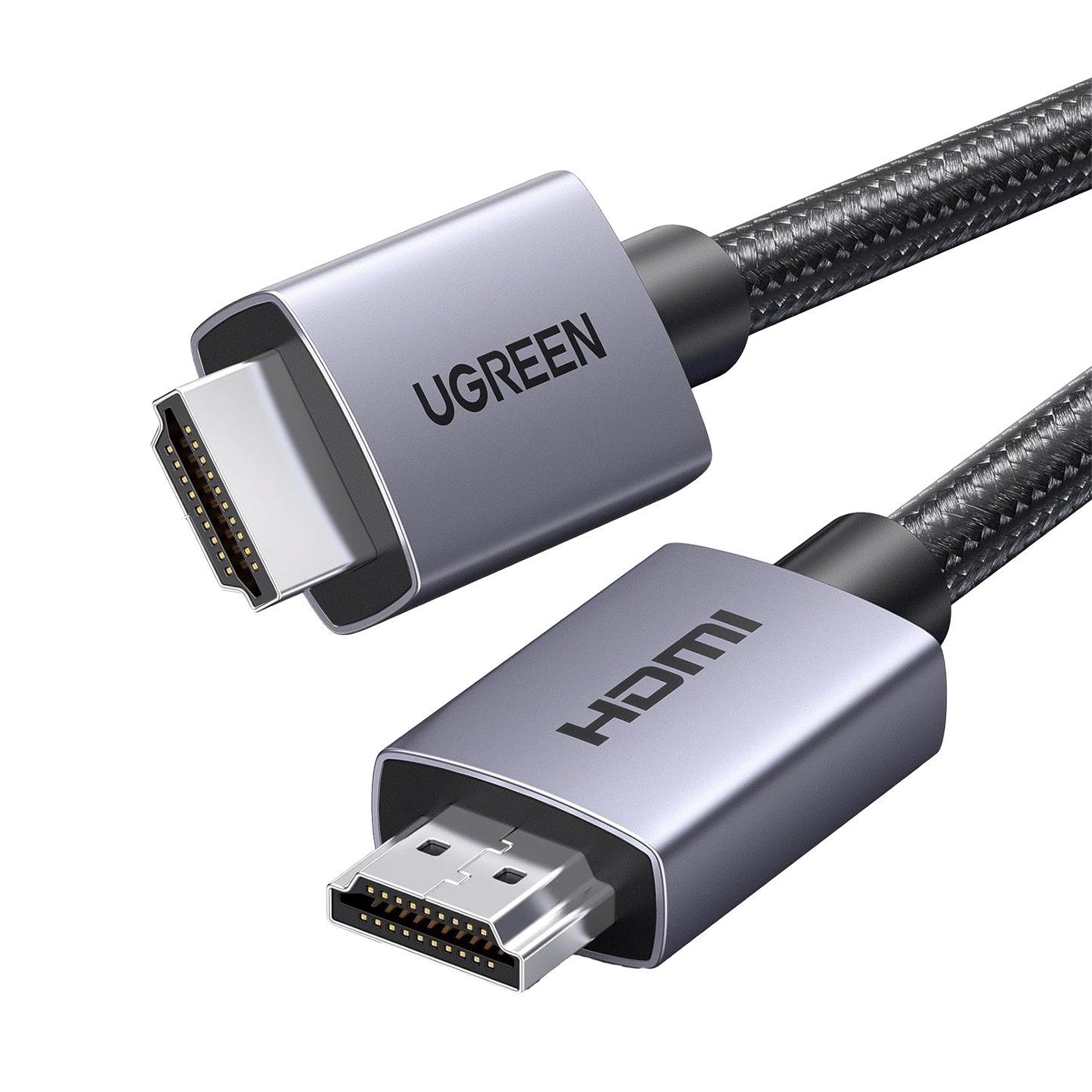 Cable HDMI 2.0 de Nylon Trenzado | 1 m | 4K@60Hz | ARC | Dolby ATMOS | HD | DTS HD | HDR | 3D Inversivo | 3 modos de Visualización | 3 Capas de Protección + 4 de Blindaje | Niquelado | Carcasa de Aluminio.