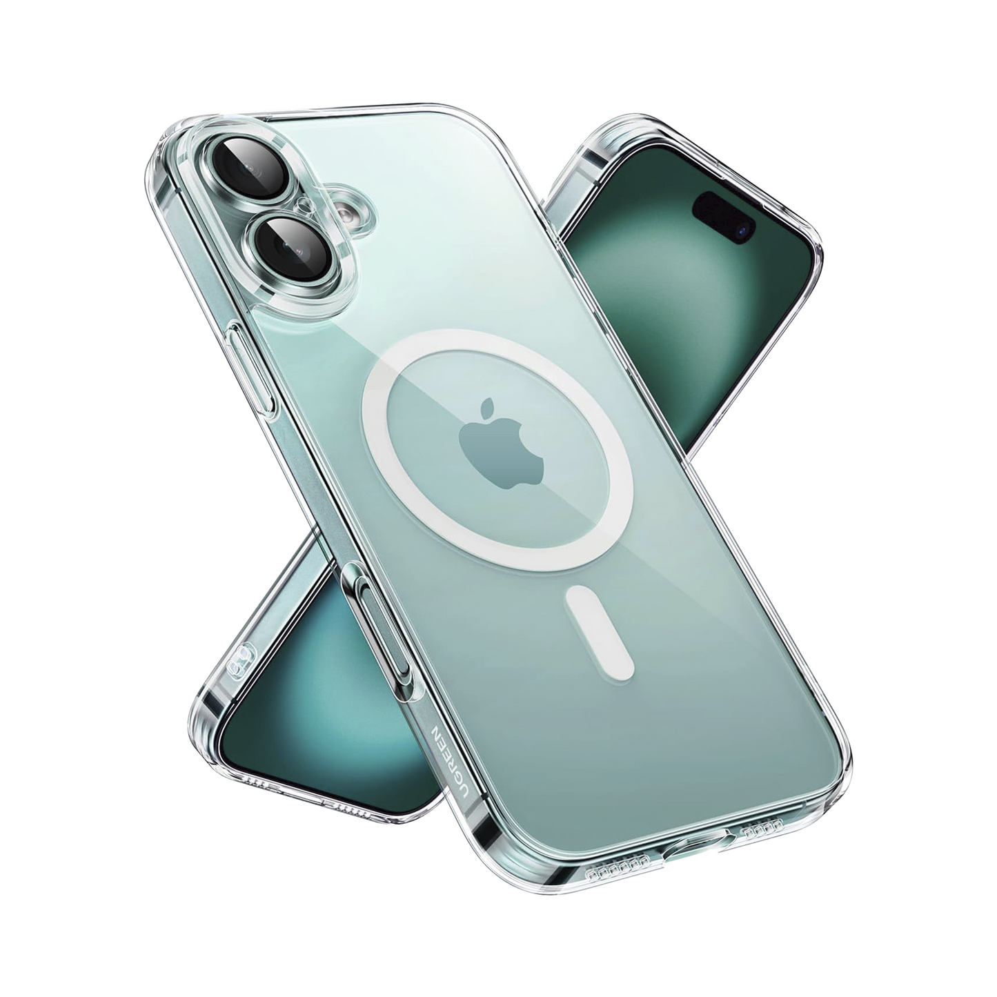Funda protectora magnética transparente UGREEN Classy para iPhone 16 (transparente)