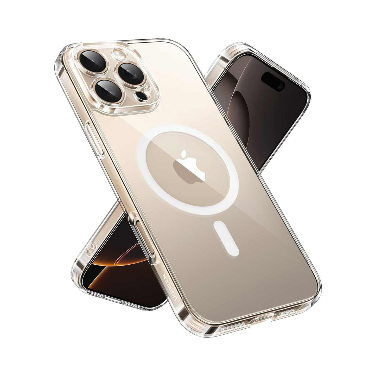 Funda protectora magnética transparente UGREEN Classy para iPhone 16 Pro Max (transparente)