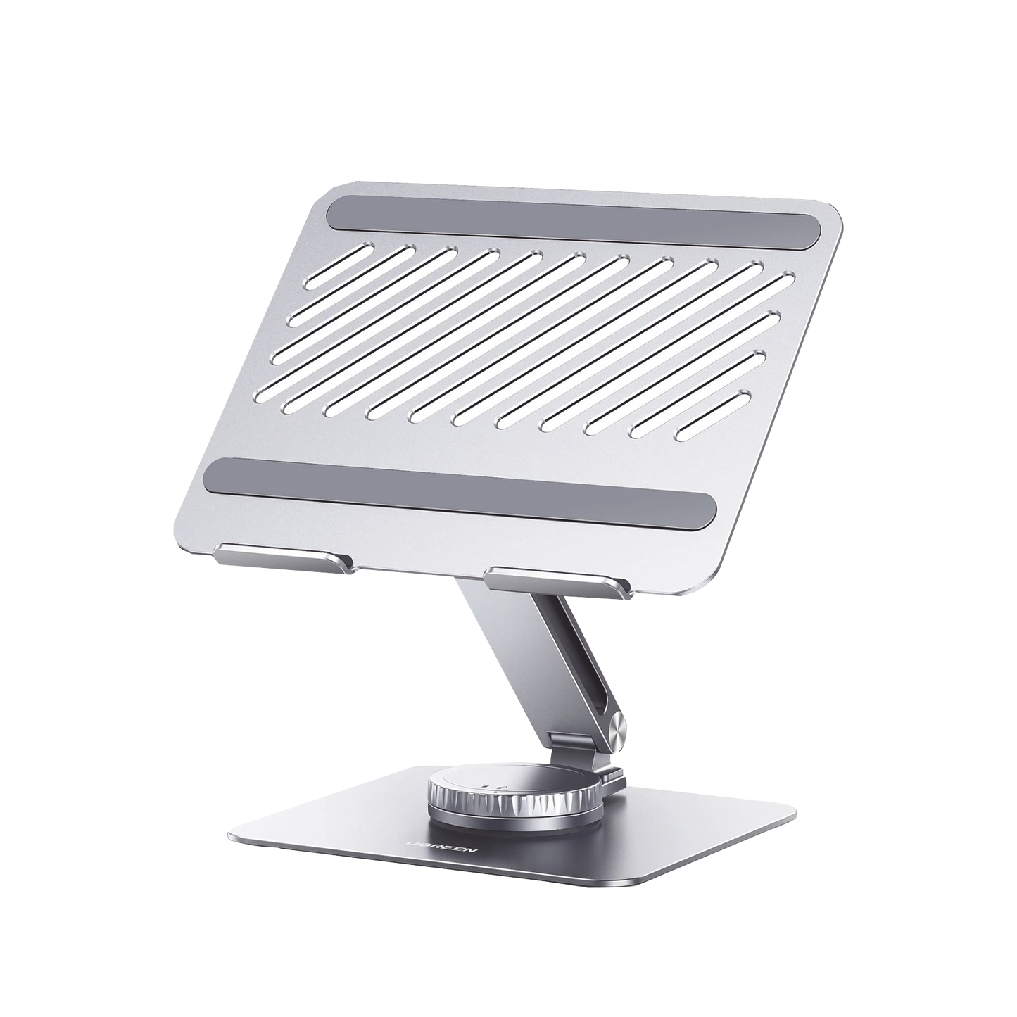 Soporte Giratorio de Aluminio para Laptop | Giratorio 360° | Función de Bloqueo | Soporta Laptops de 10 a 17.3''| Capacidad de Carga 5Kg | Excelente Estabilidad | Diseño Ergonómico | Altura y Angulo Ajustable | Plegable y Port&