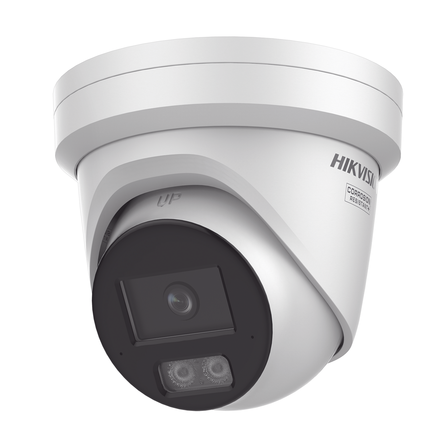 Turret IP 8 Megapixel (4K) / Lente 2.8 mm / Dual Light (40 mts IR + 40 mts Luz Blanca) / DARKFIGHTER S / Exterior IP67 / Microfono Integrado / WDR 130 dB / 4 Analíticos: AcuSense, Deteccion Facial, Conteo de Personas por Cruce y Zona