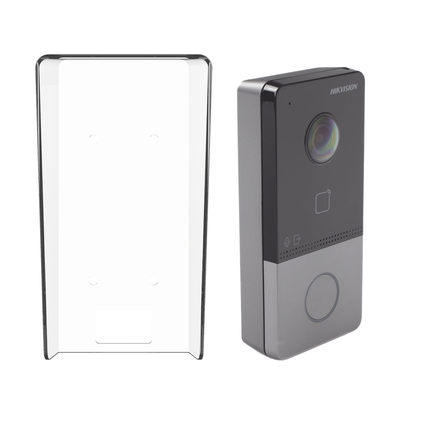 Kit Videoportero IP + Carcasa protectora 2 Megapixel / PoE Estandar / IP65 / Apertura desde Hik-connect / Soporta 1 Departamento y Hasta 6 Monitores / Soporta Tarjetas Mifare / 1 Salida Relay