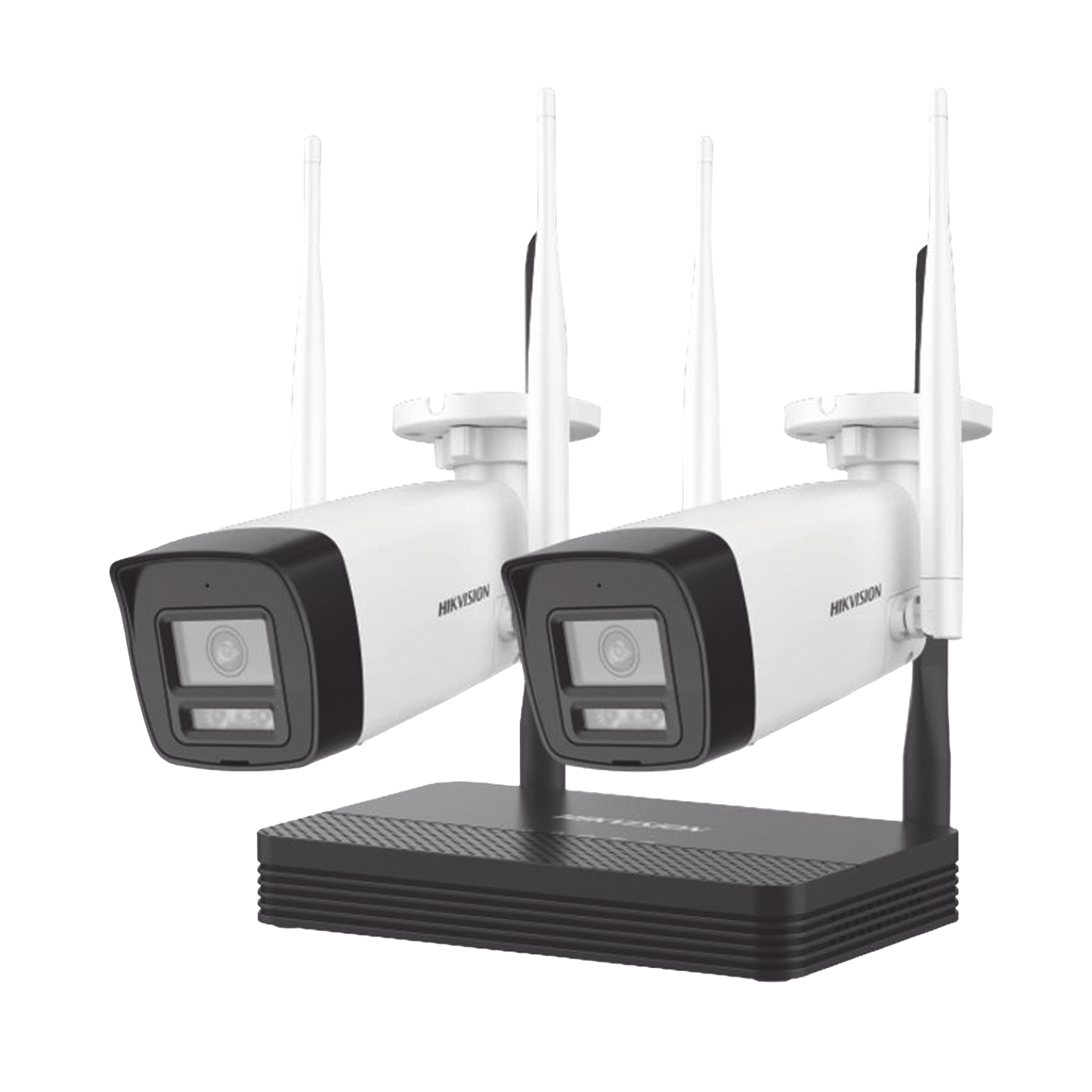 Kit IP Inalámbrico 2 Megapixel (1080p) / NVS 4 Canales / 2 Cámaras Bala para Exterior con Lente 2.8 mm y Dual Light (30 mts IR + 20 mts Luz Blanca) / Audio Bidireccional (Micrófono y Bocina) / Soporta Micro SD de 512 GB