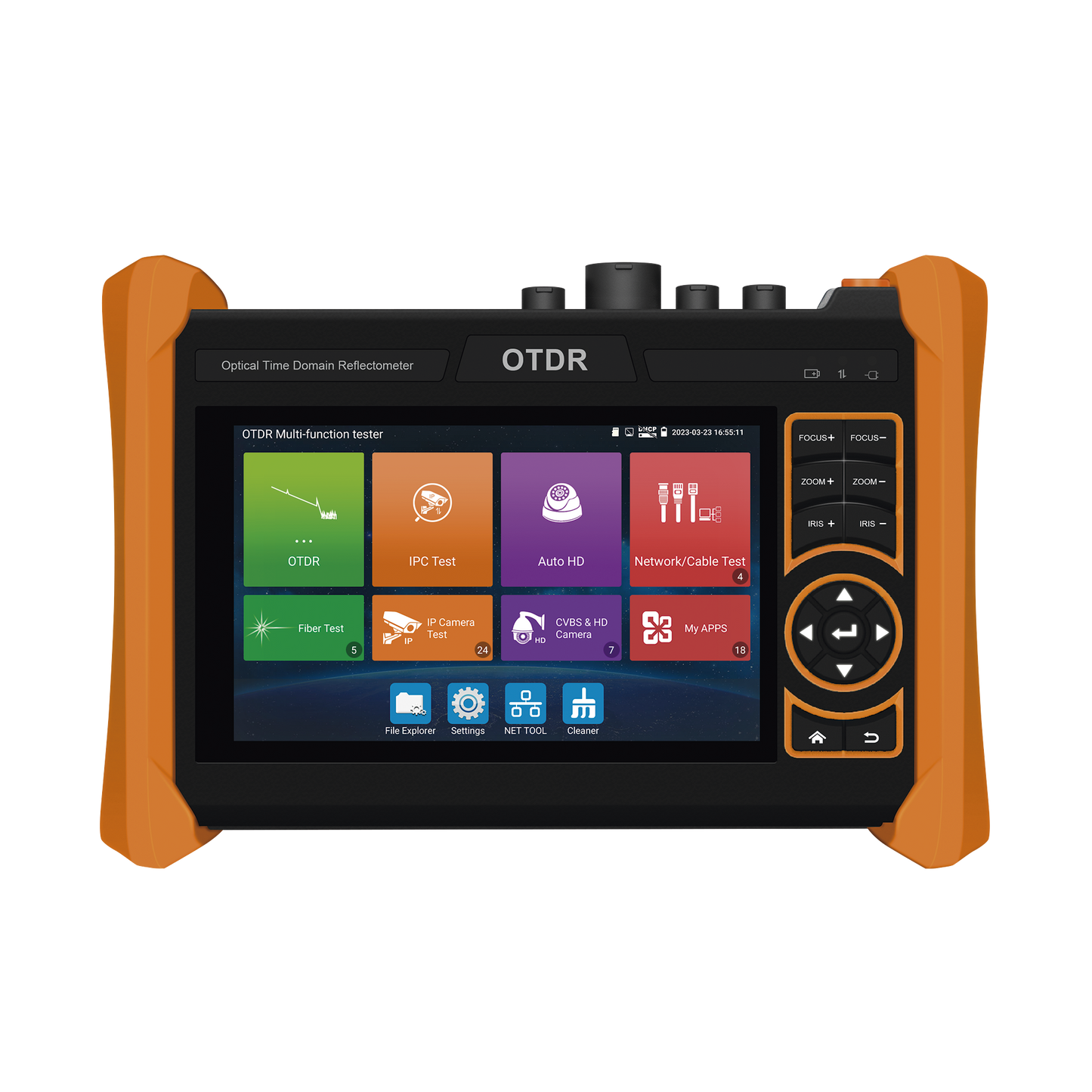 Probador de Vídeo y OTDR / Pantalla LCD de 7" / IP ONVIF / 8MP TVI + 8MP CVI + 8MP AHD + SDI/EXâ?�SDI + Cable TDR / Prueba de Red de Fibra Óptica