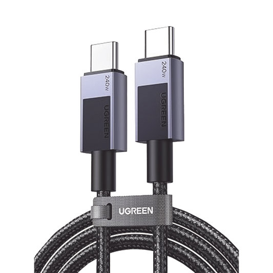 Cable USB-C USB-C | 1m | PD3.1 | 240W | Carga Rápida | 480 Mbps | Chip E-Maker | Caja de Aluminio | Nylon Trenzado | Compatible con Macbook Pro Air, iPhone 16/15 Plus Pro Max, Galaxy S24 Ultra, Pixel 9/8 Pro, etc.