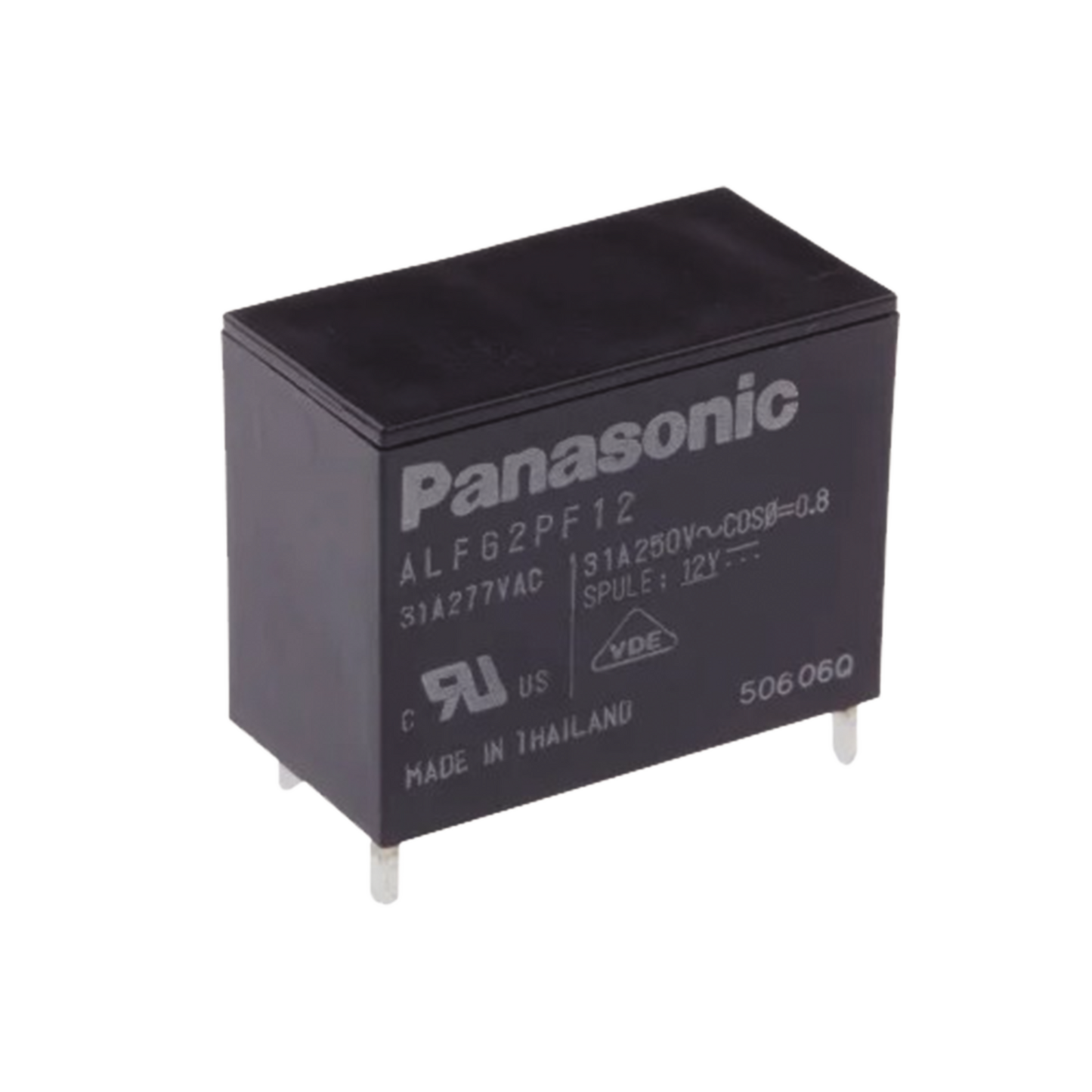 Relevador de 4 pines para tarjetas impresas Through-Hole de 12 Vcc, 31 Amp.