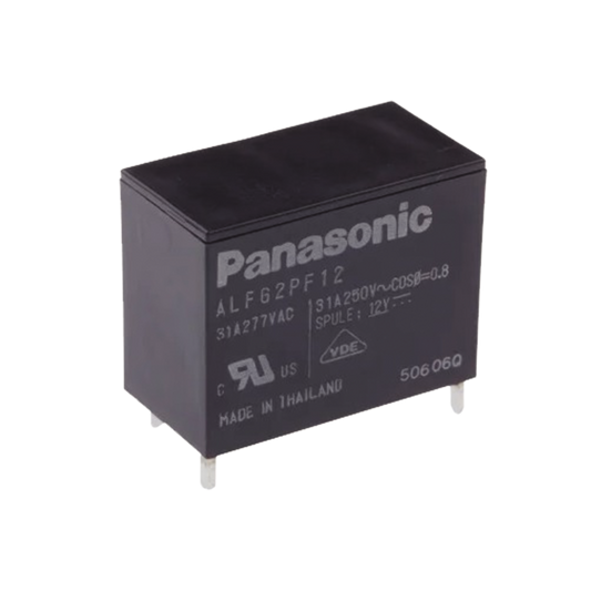 Relevador de 4 pines para tarjetas impresas Through-Hole de 12 Vcc, 31 Amp.