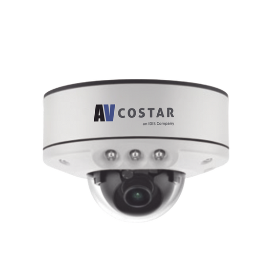 Domo IP Lente Fijo 2.8mm | Full HD | Montaje en Superficie | Exterior | 850 nm LEDs | 15M IR NightView  | H.265 | IK10 | 120 dB WDR | I/O Audio Y Alarma | Soporta MicroSD hasta 1TB | ONVIF | PoE | Cruce de línea | Intrusión | Merodeo | NDAA