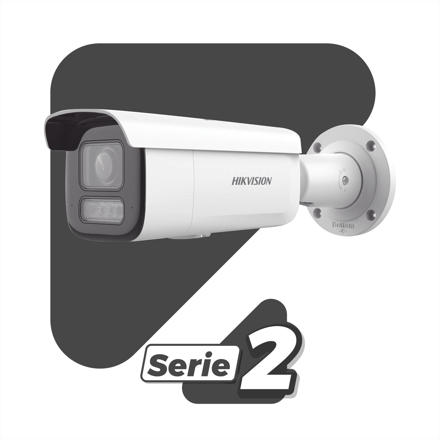 [Dual Light + 2 Micrófonos Integrados] Bala IP 2 Megapixel / Lente Mot. 2.8 a 12 mm / 60 mts Luz Blanca + 60 mts IR / ACUSENSE / Exterior IP67 / IK10 / WDR 120 dB / PoE+ / ONVIF / Alarmas I/O / Micro SD / Metal / ACUSEARCH
