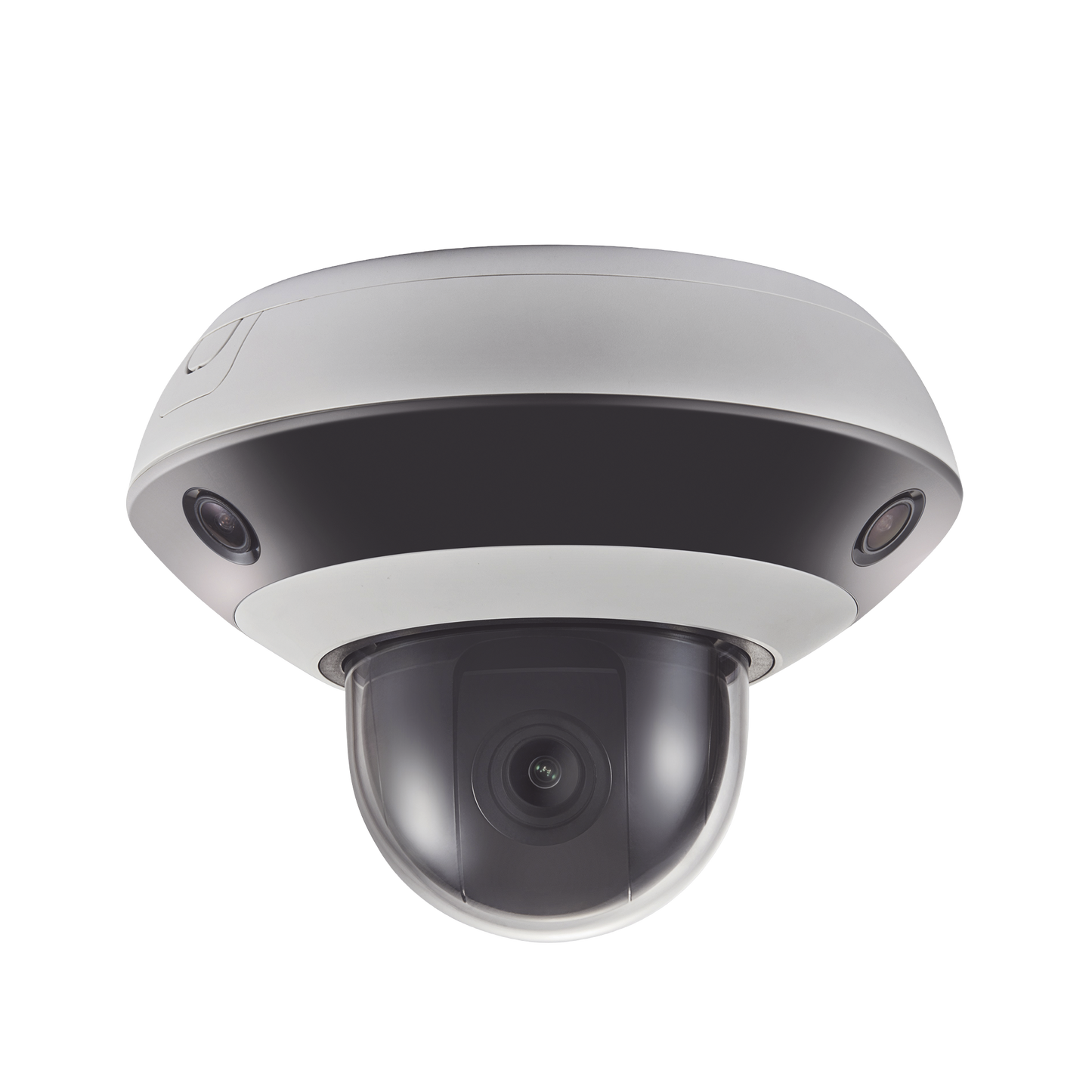 Mini Domo PanoVu 2 Megapixel / 1 PTZ 4X Zoom + 3 Lentes Panorámicos 360° / H.265 / 10 mts IR / Uso en Interior / PoE+ / dWDR / Micro SD