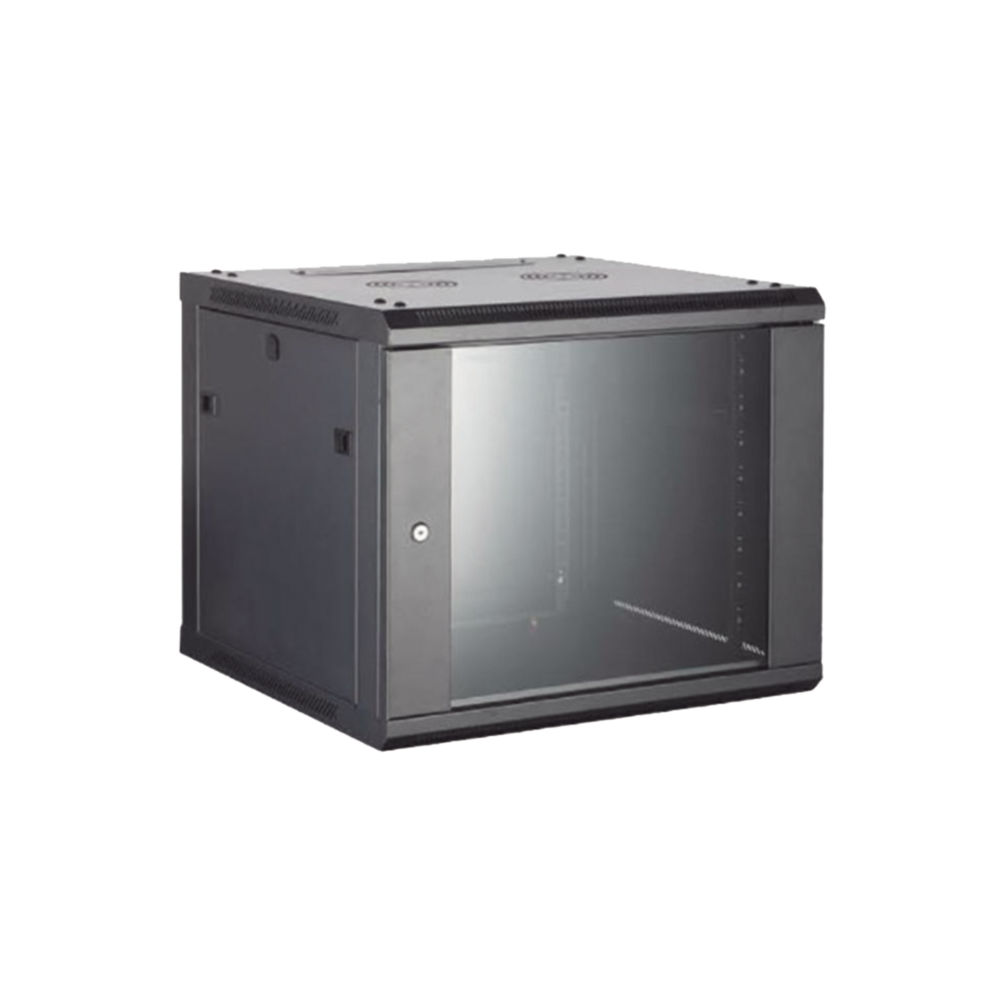 Gabinete para Montaje en Pared/ Piso, con Puerta de Cristal Templado, Cuerpo Fijo, con 4 Unidades de Rack, de 19in, Fabricado en Acero