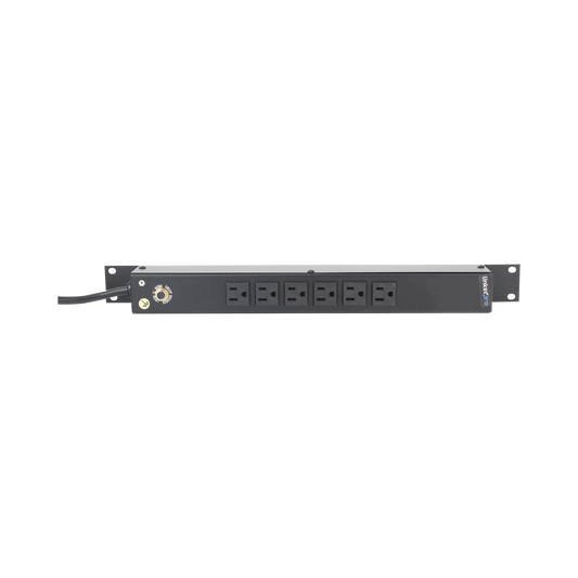 Tomacorriente Horizontal (PDU) de 6 Contactos (NEMA 5-15R) Rack 19" 1UR. Voltaje Entrada/Salida: 120Vca/15A