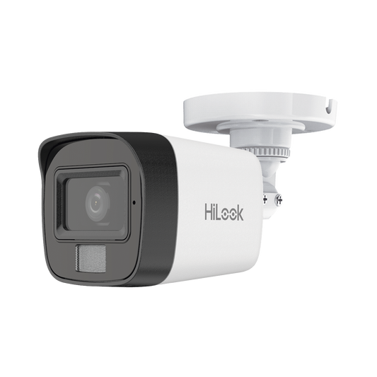 [Dual Light] Bala IP 2 Megapixel (1080p) / Lente 2.8 mm / Ángulo de visión 101° / 20 mts IR + 15 mts Luz Blanca / Micrófono Integrado / ACUSENSE Lite / Exterior IP67 / PoE / dWDR / H.265+ / ONVIF