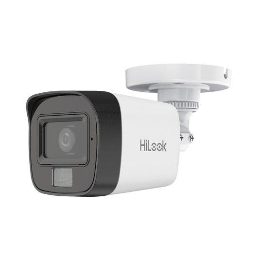 [Dual Light] Bala IP 4 Megapixel / Lente 2.8 mm / Ángulo de visión 104° / 20 mts IR + 15 mts Luz Blanca / Micrófono Integrado / ACUSENSE Lite / Exterior IP67 / H.265+ / PoE / ONVIF / dWDR