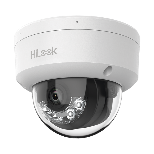 HiLook Series / Domo IP de 4 Megapixel   / Lente 2.8 mm / 30 mts IR /  Micrófono Integrado / Exterior IP67 / PoE / WDR 120  / H.265+ / ONVIF
