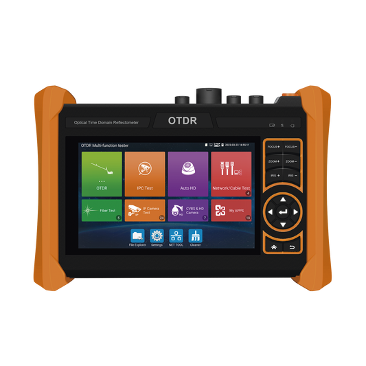 Probador de Vídeo  y OTDR / Pantalla LCD de 7" / IP ONVIF / 8MP TVI + 8MP CVI + 8MP AHD + SDI/EXâ?�SDI + Cable TDR / Prueba de Red de Fibra Óptica